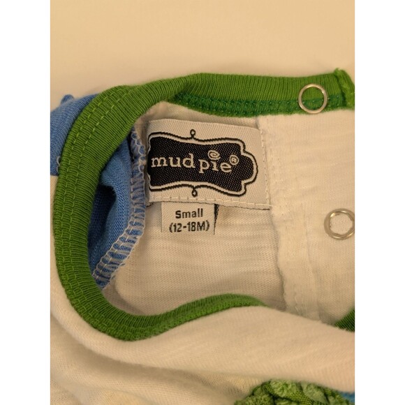 Mud Pie 12-18mth Green/Blue One First Birthday Dinosaur t-shirt - Picture 2 of 4